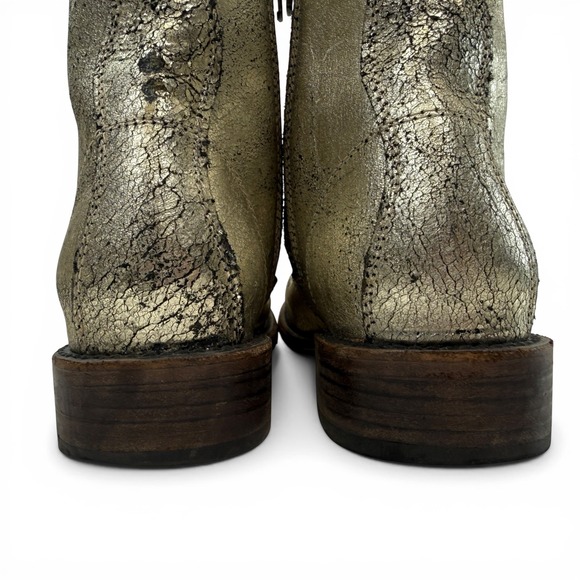 Freebird Manchester Combat Boots Women Size 8 distressed metallic Leather Silver - Picture 7 of 12